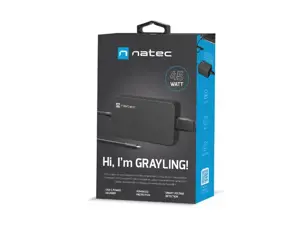 NATEC nešiojamųjų kompiuterių įkroviklis Grayling USB-C 45W, skirtas nešiojamiesiems kompiuteriams, planšetiniams kompiuteriams, telefonams