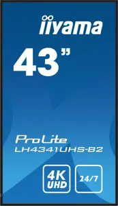 iiyama 43" Professional Digital Signage display with 4K UHD resolution and 24/7 operating time