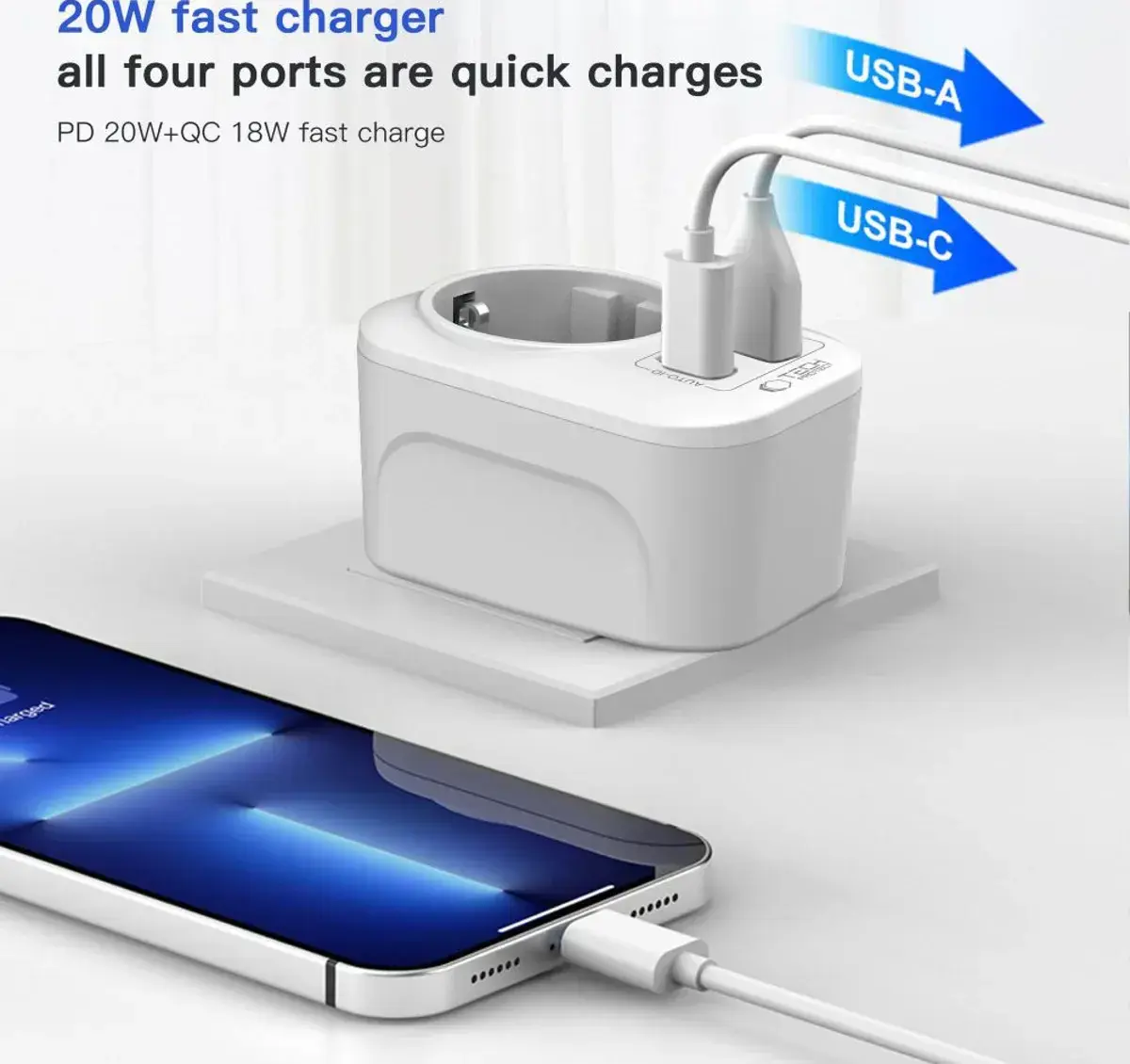 Tech-Protect travel adapter TA100 UK-EU, white