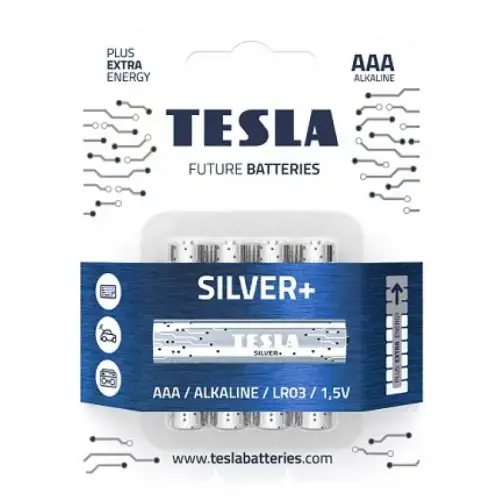 Baterijos Tesla AAA Silver+ Alkaline LR03 1150 mAh (4 vnt) (13030420)