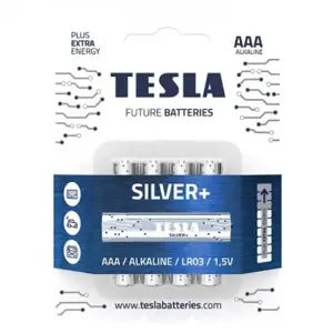 Baterijos Tesla AAA Silver+ Alkaline LR03 1150 mAh (4 vnt) (13030420)