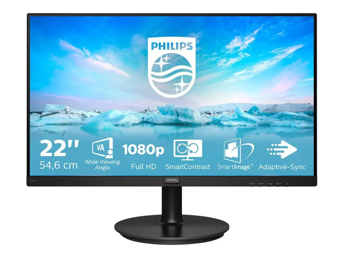 Monitorius Philips V Line 221V8A/00, 54.6 cm (21.5"), 1920 x 1080 pixels, Full HD, LED, 4 ms, Black