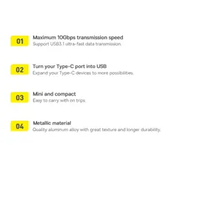 "Baseus Ingenuity" serijos kištukinis adapteris iš C tipo USB į A 3.2 gen 1 juodos spalvos (juodas)