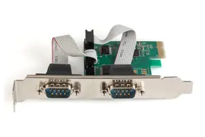 DIGITUS PCIexpress kortelė 2xserial DB9 MCS9901 mikroschemų rinkinys su 2 LP laikikliu