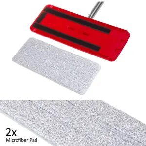 Plokščia šluostė + kibiras + teleskopinis strypas + 2 x mikropluošto padas 5,7 l grindų valymo rinkinys XXL su besisukančia galvute