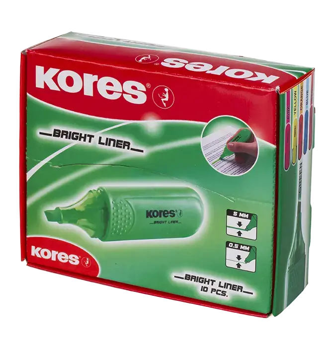 Teksto žymeklis KORES BRIGHT LINER, žalia