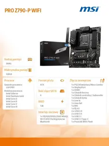 MSI PRO Z790-P WIFI, "Intel", LGA 1700, "Intel® Celeron®", "Intel® Pentium® Gold", LGA 1700, DDR5-SDRAM, 128 GB
