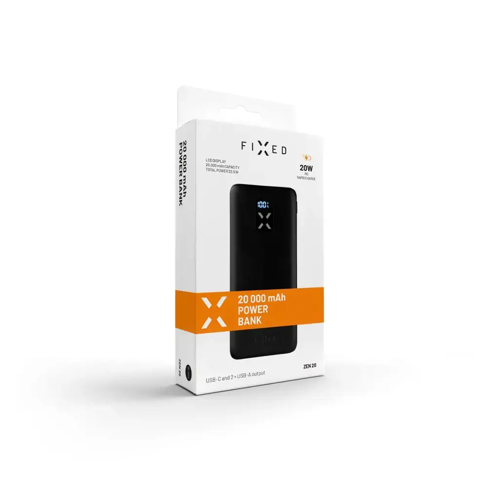 Fiksuotas "Zen" 20000 mAh maitinimo bankas, juodas
