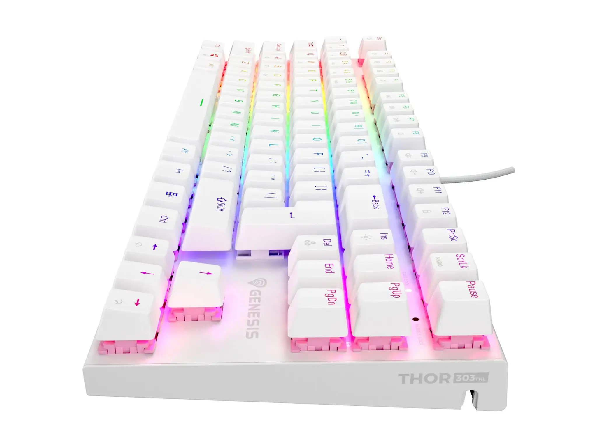 Genesis | THOR 303 | Mechanical Gaming Keyboard | Wired | US | Outemu Peach Silent | White