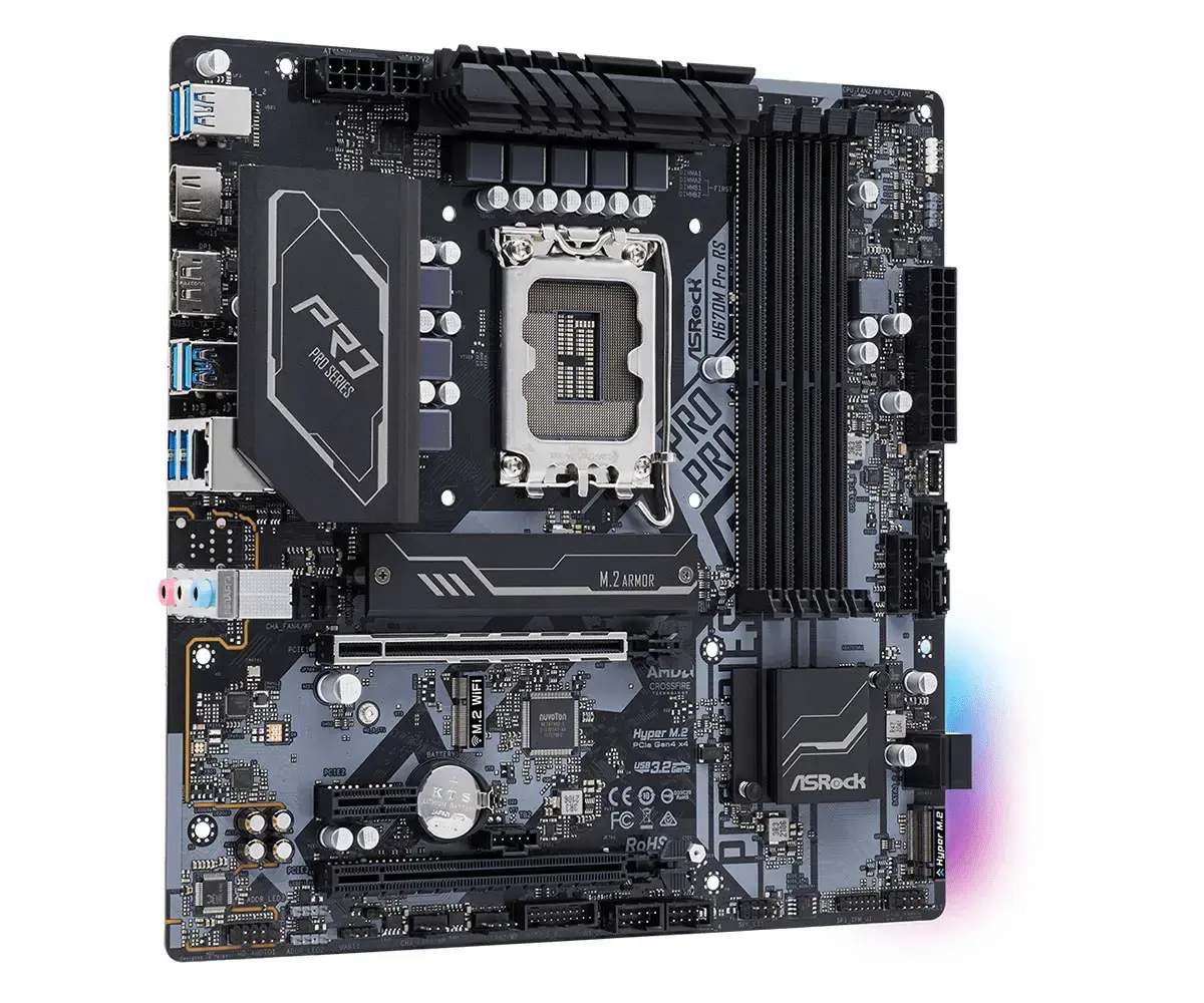 ASROCK H670M Pro RS LGA1700 4x DDR4 DIMM HDMI DP 1xPCIe 5.0 x16 1xPCIe 4.0 x16 3xPCIe 3.0 x1