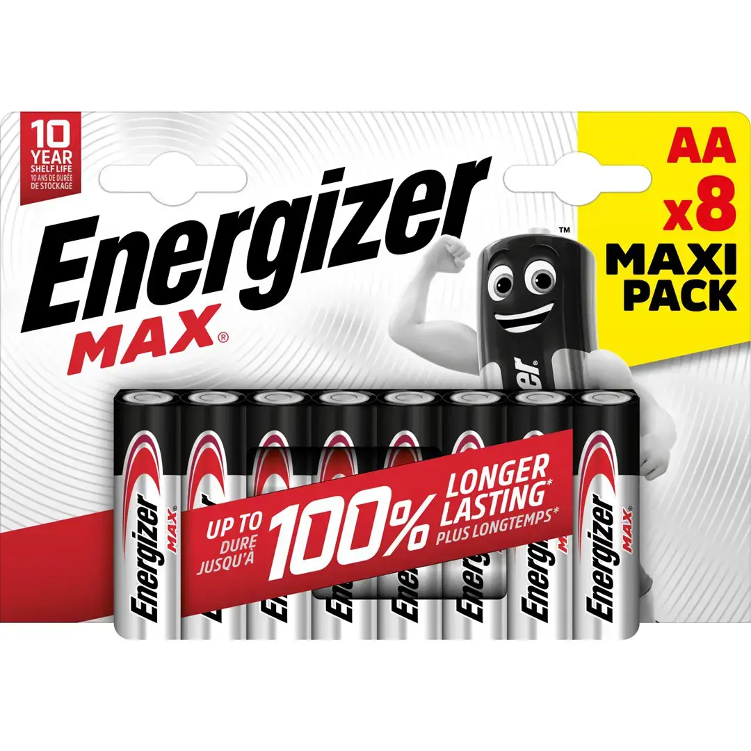 ENERGIZER ŠARMINĖS BATERIJOS MAX AA LR6, 8 VNT., EKOLOGIŠKA PAKUOTĖ
