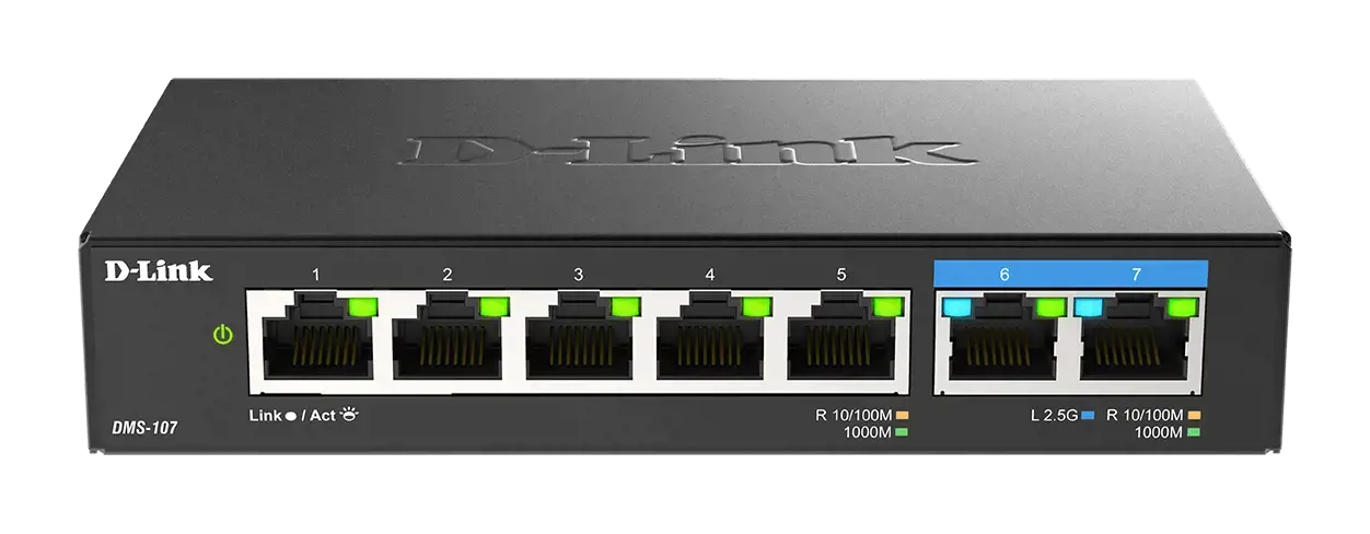 D-Link DMS-107/E, nevaldomas, Gigabit Ethernet (10/100/1000)