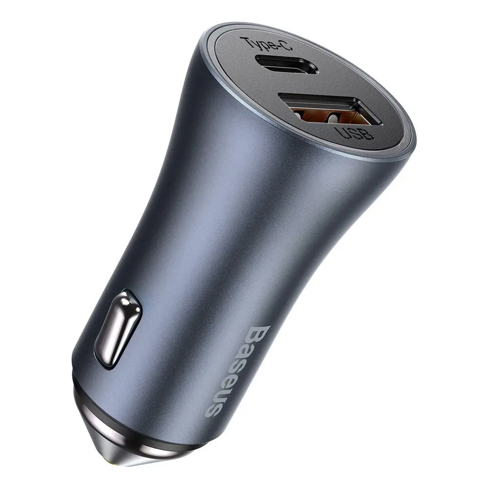 Baseus TZCCJD-0G Golden Contactor Car Charger Dual Quick Charger USB 40W Dark Grey