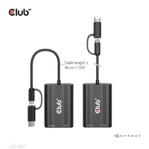 CLUB3D USB Gen1 Type-C/-A to Dual HDMI (4K/30Hz) / VGA (1080/60Hz), 0.22 m, USB Type-C, HDMI + VGA (D-Sub), Male, Female, Straight