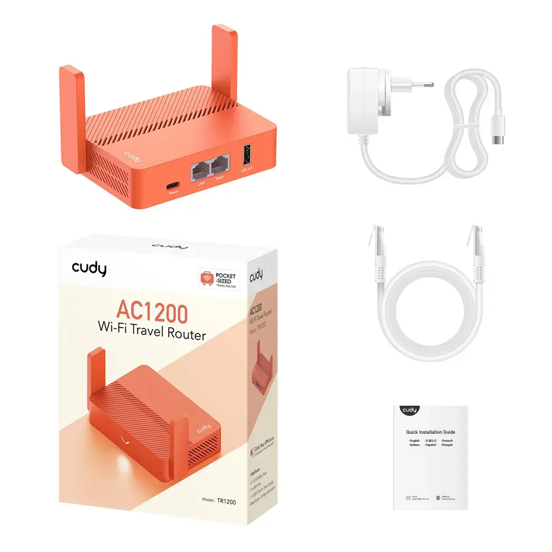 Cudy AC1200 wireless router Fast Ethernet Dual-band (2.4 GHz / 5 GHz) Orange