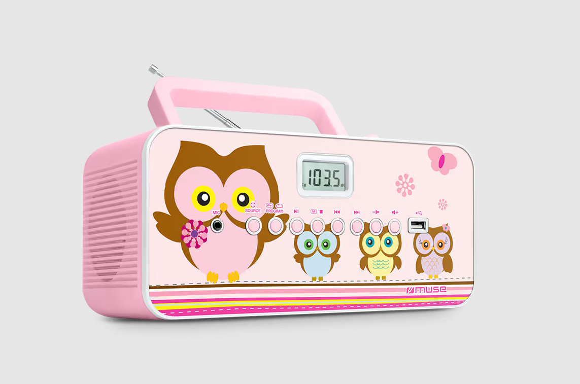 "Muse M-29KP Pink/Image", 30 W, Nešiojamasis radijo imtuvas CD/MP3 grotuvas su USB,