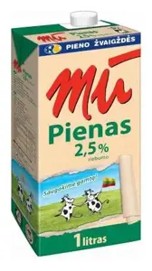 Pienas MŪ 2,5% riebumo, 1 l