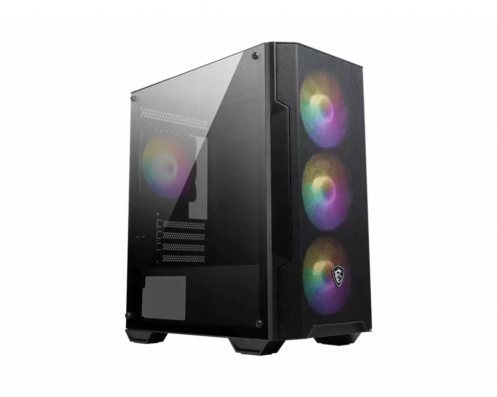 MSI MAG FORGE M100A, Micro Tower, Kompiuteris, Juodas, Skaidrus, micro ATX, Mini-ITX, Akrilinis, Žaidimams