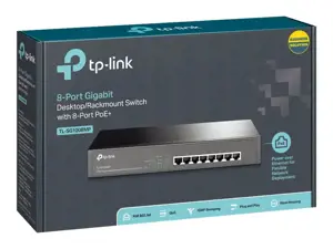 TP-Link TL-SG1008MP, nevaldomas, Gigabit Ethernet (10/100/1000), maitinimas per Ethernet (PoE), montuojamas į stovą, 1U