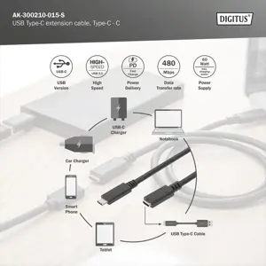 ASSMANN USB Type-C prailgintuvas Type-C - C