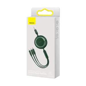 Baseus Bright Mirror 2 retractable cable 3in1 USB Type A - micro USB + Lightning + USB Type C 3.5A 1.1m green (CAMJ010006)