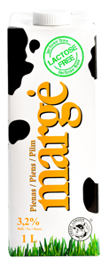 Pienas MARGĖ, be laktozės, 3,2%, UAT, 1 l