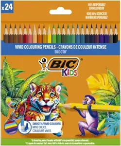 BIC Spalvoti pieštukai Kids Smooth 24 spalvų rinkinys