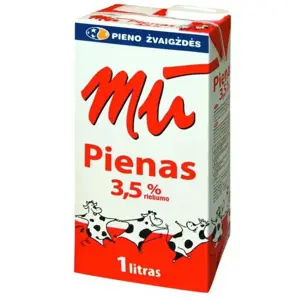 Pienas MŪ 3,5 % riebumo, 1 l