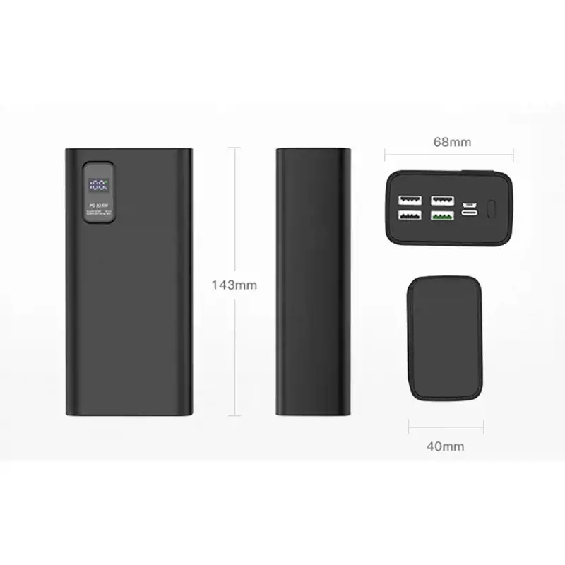 Platinet power bank 30000mAh PD QC LED, baltos spalvos