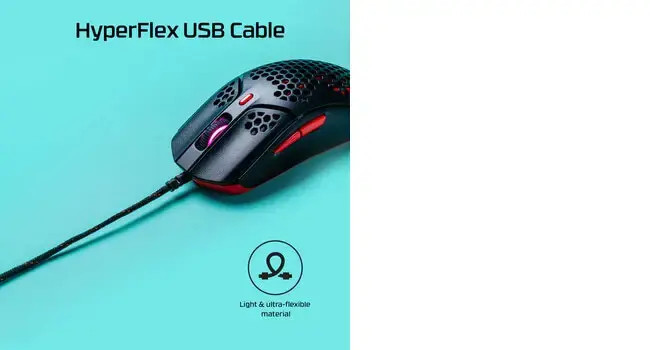 "HyperX Pulsefire Haste" - žaidimų pelė (juoda-raudona), dvipusė, optinė, A tipo USB, 16000 DPI, juoda, raudona