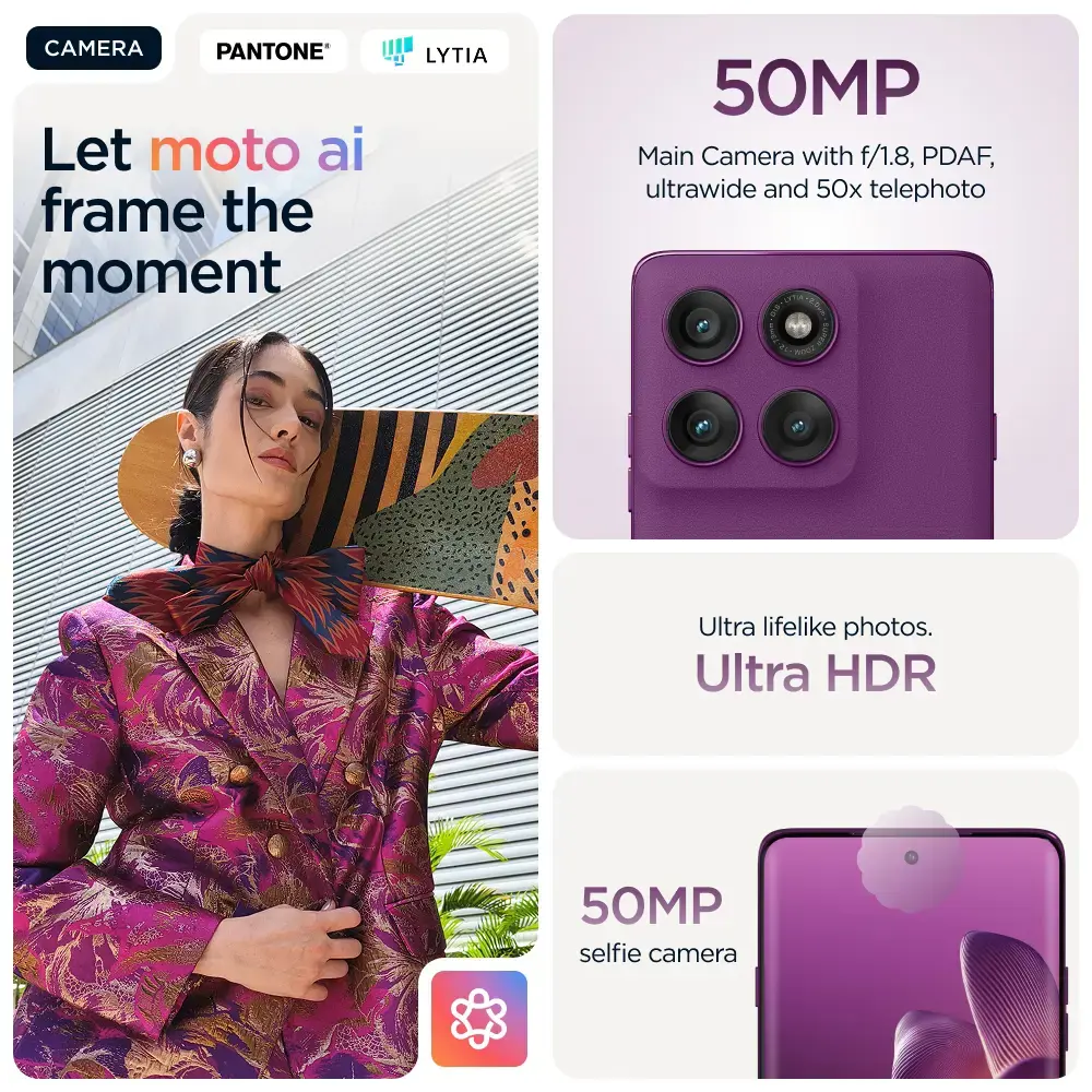 Motorola edge 60 pro, 16.9 cm (6.67"), 12 GB, 512 GB, 50 MP, Android 15, Purple