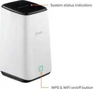 Zyxel FWA510, "Wi-Fi 6" (802.11ax), trijų dažnių (2,4 GHz / 5 GHz / 5 GHz), Ethernet LAN, 5G, juodas, baltas, stalinis maršrutizatorius