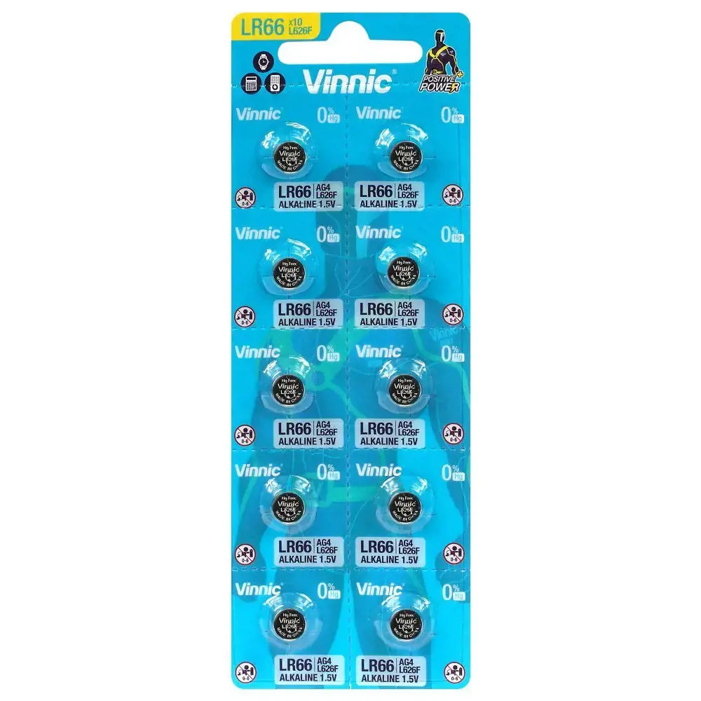 Šarminė mini baterija Vinnic G4 / AG4 / L626 / SR626 / 377 / LR66 / LR626 10 vnt.