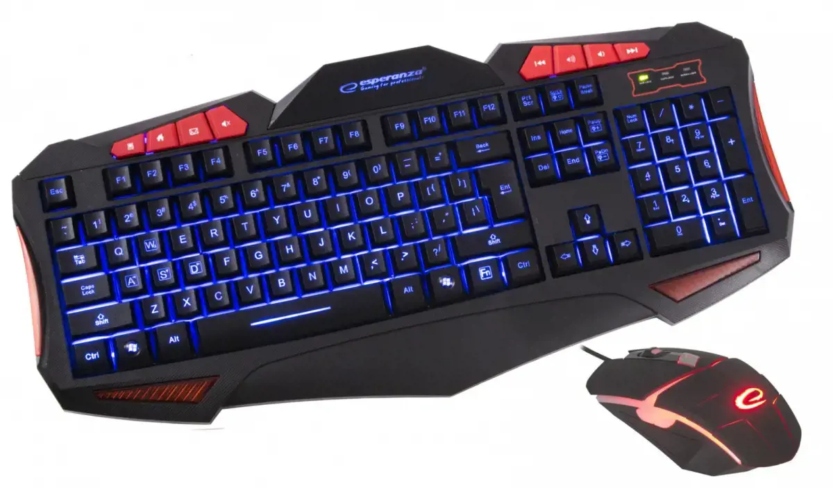 ESPERANZA EGK3000 MULTIMEDIA ILLUMINATED WIRED USB GAMING KEYBOARD WITH MOUSE SET SHELTER