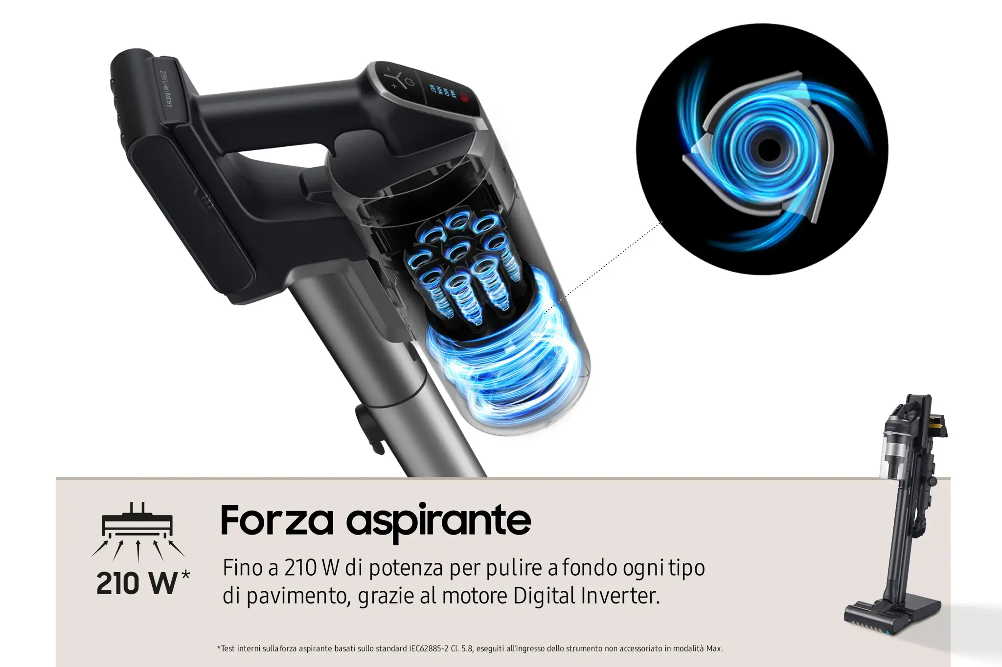 Samsung VS20C9554TK, Stick vacuum, Bagless, Black, 0.8 L, Dry, Cyclonic