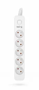 Kerg M02402 5 įžeminti kištukiniai lizdai - 1,5 m ilgio maitinimo juosta su 3x1,5 mm2 kabeliu, 16 A