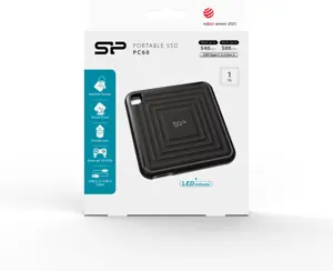 "SILICON POWER" išorinis SSD diskas PC60 1TB USB-C 540/500 MB/s, juodas