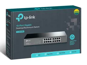 "TP-Link" 16 prievadų "Gigabit" tinklo komutatorius, nevaldomas, "Gigabit Ethernet" (10/100/1000), dvipusis duomenų perdavimas, montuojamas į stovą