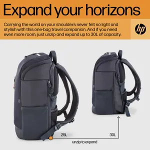 HP Travel 25 litrų 15,6 Iron Grey nešiojamojo kompiuterio kuprinė, 39,6 cm (15,6"), nešiojamojo kompiuterio skyrius, poliesteris