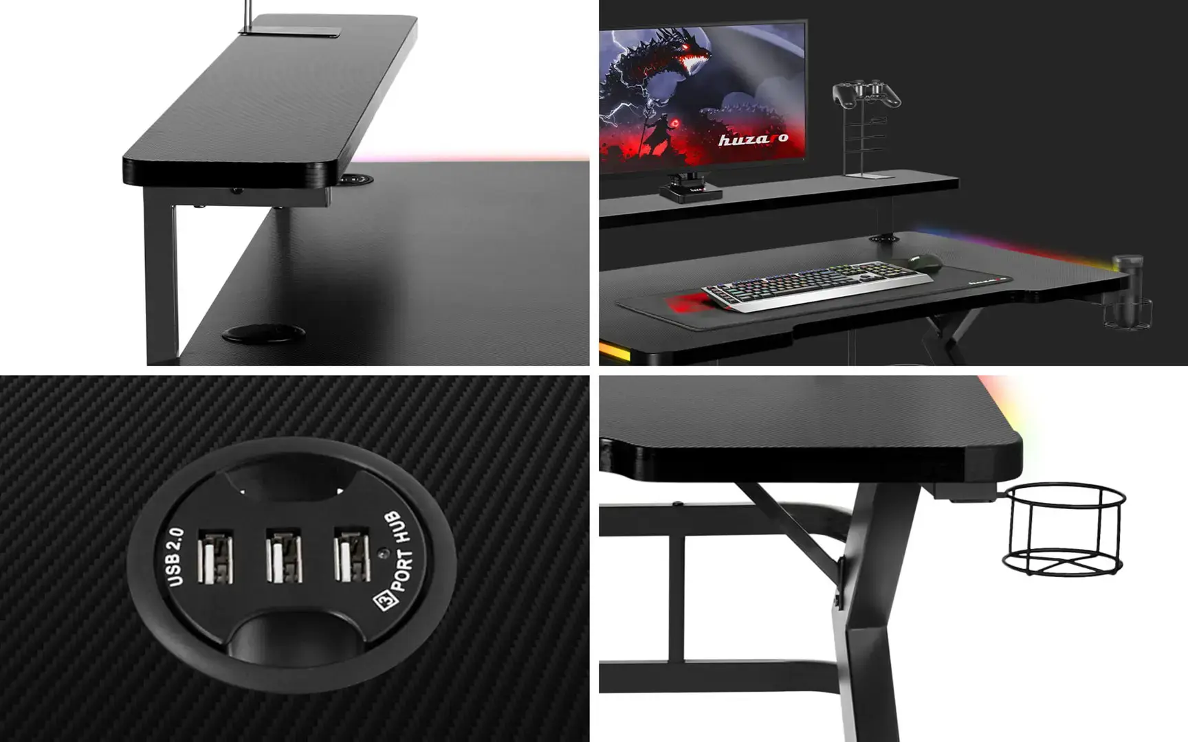 ŽAIDIMŲ STALAS HUZARO HERO 5.0 RGB