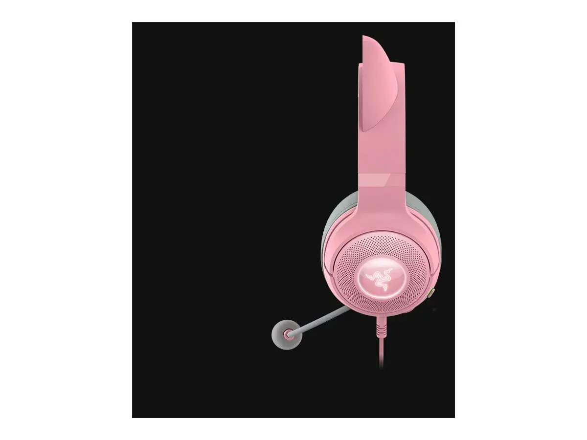 "Razer" ausinės "Kraken Kitty V2" mikrofonas, kvarcinis, laidinis, ant ausų, su triukšmo slopinimu