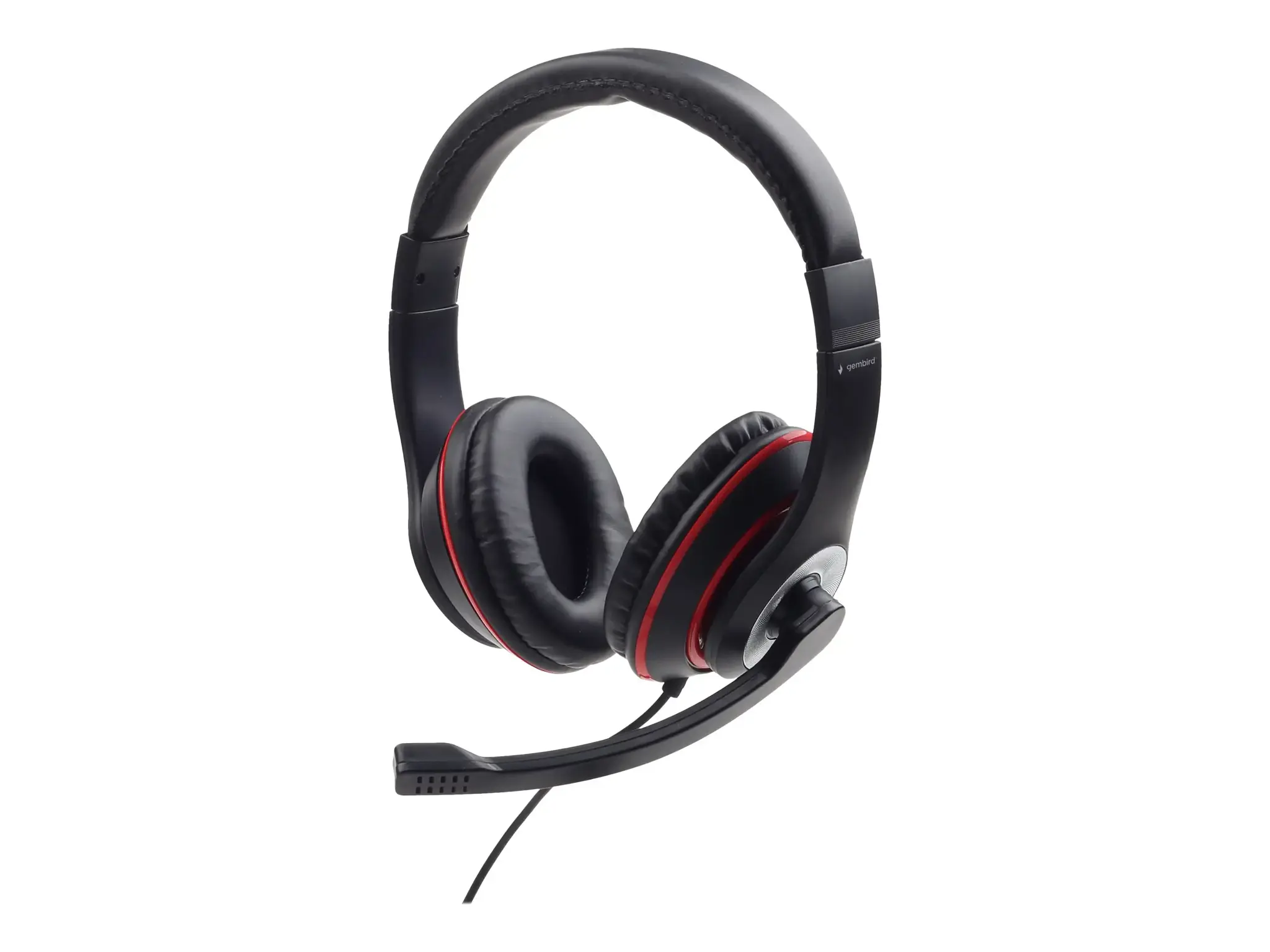 GEMBIRD MHS-03-BKRD Stereo ausinės su mikrofonu juodos spalvos su raudonu žiedu