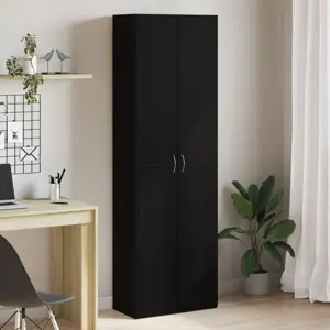 Biuro Spinta Juoda 60x32x190 cm Išdirbtas Medis