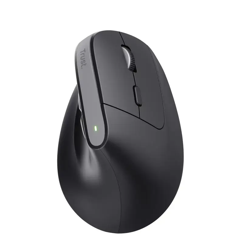 Trust Bayo+, Right-hand, Vertical design, Optical, RF Wireless + Bluetooth, 2400 DPI, Black