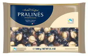 Šokoladiniai saldainiai PRALINES, su lazdyno riešutų kremu, 1 kg