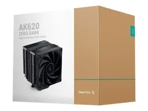 "DeepCool AG620 ZERO DARK", Oro aušintuvas, 12 cm, 500 aps/min, 1850 aps/min, 28 dB, 68,99 cfm