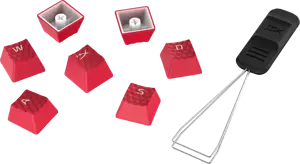 "HyperX" guminiai klavišų dangteliai, klaviatūros dangtelis, termoplastinis elastomeras (TPE), 1,4 mm, raudonos spalvos