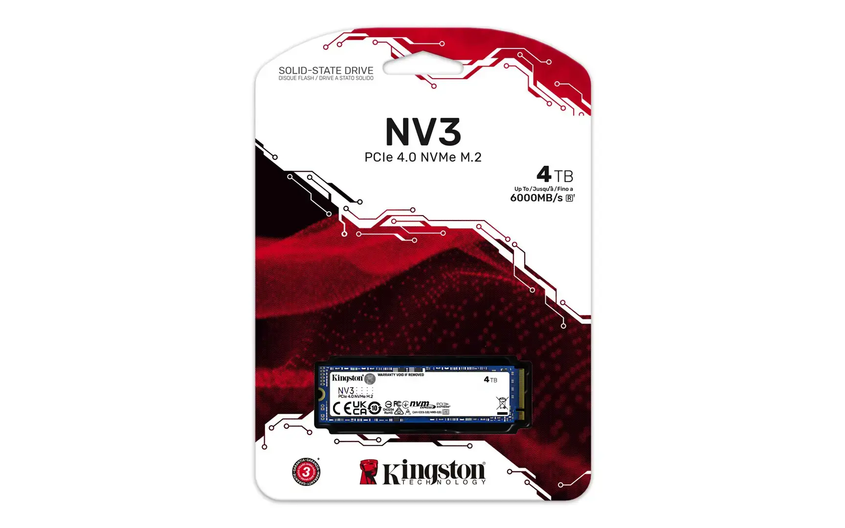 SSD diskas KINGSTON NV3 4 TB, M.2, PCIe 4.0 x4 NVMe