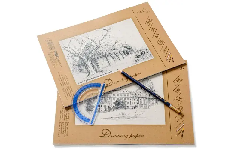 Braižybos ir piešimo popierius SMLT A4, 160 g/m2, 20 lapų, klijuotas