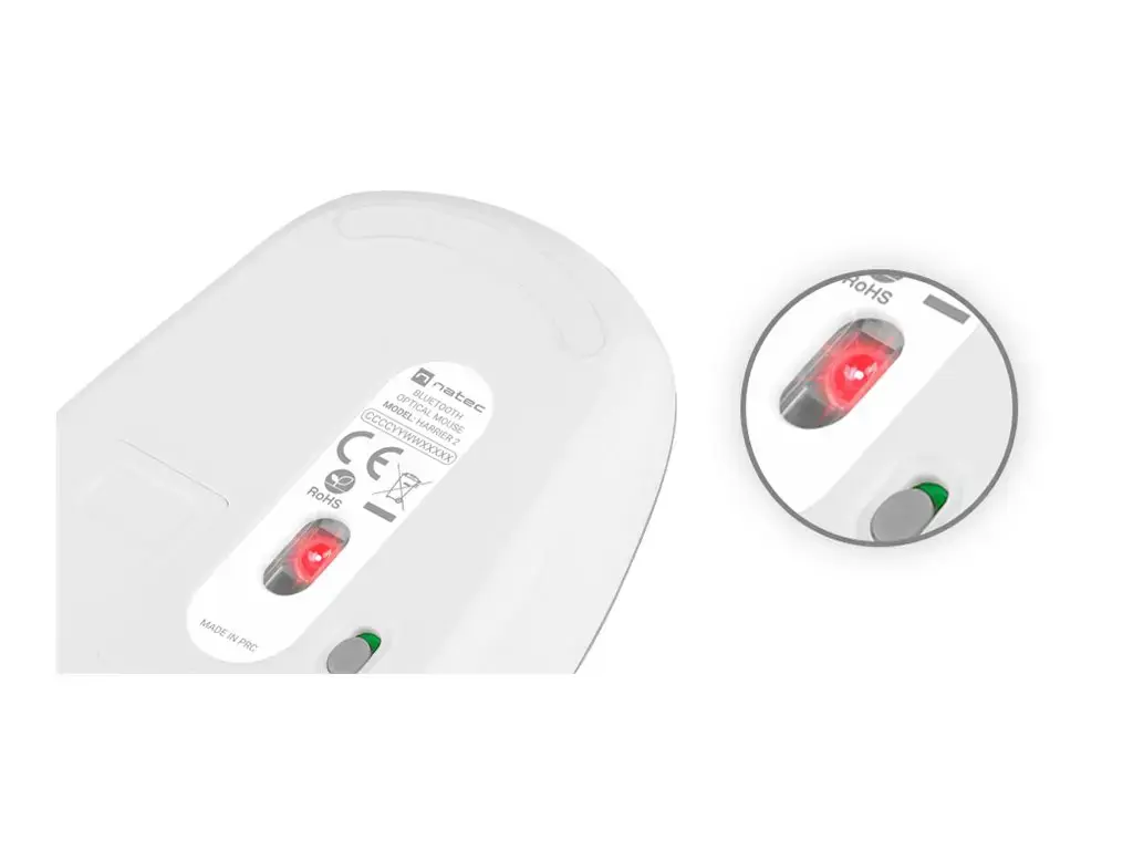 NATEC belaidė pelė Harrier 2 1600DPI "Bluetooth 5.1" baltai pilka